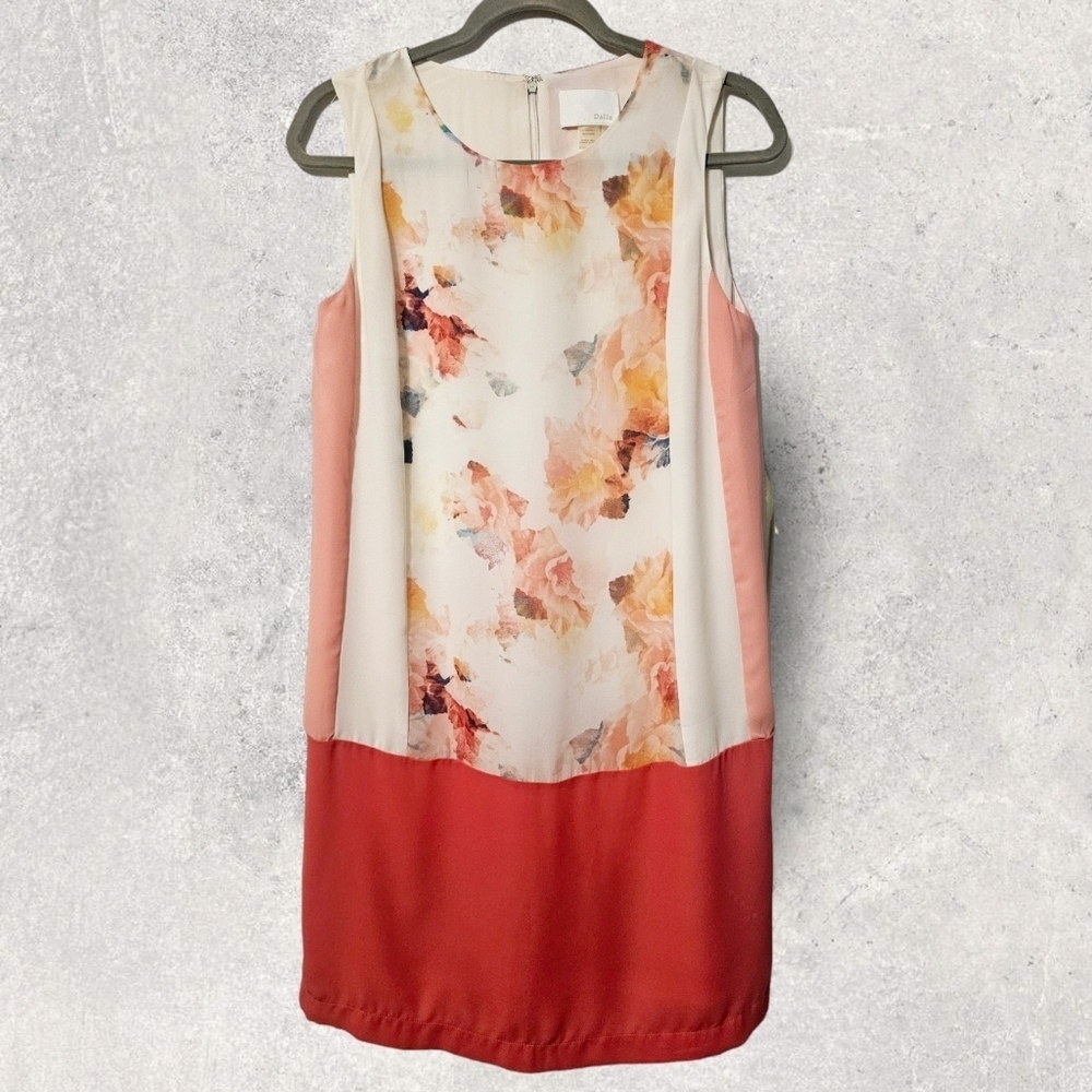 Dalia Off White Light Pink Floral Romantic Dress , Size 4